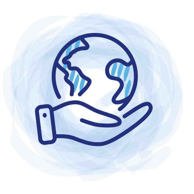 globe carried in hand and climate engagement icon