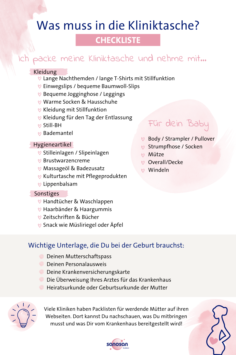 Eine Packliste für den Kreißsaal