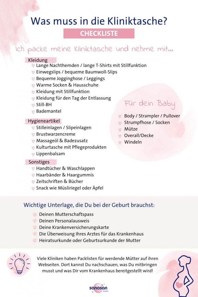Checkliste Kliniktasche